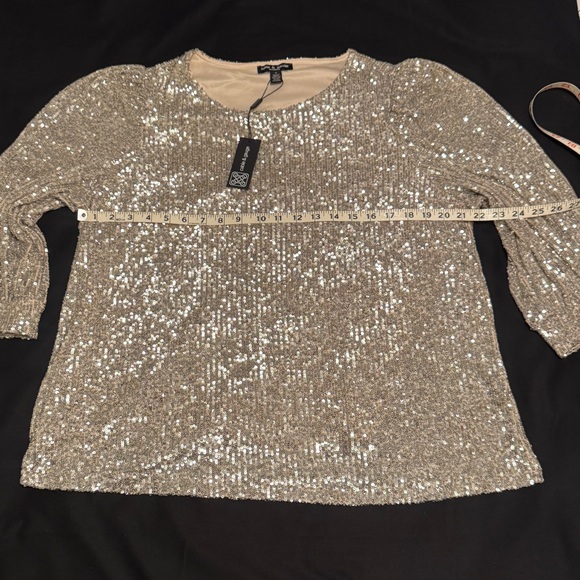 Cable & Gauge | NWT Sparkling Silver Sequin Blouse - Picture 6 of 7